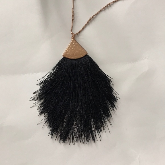 Long Fringe Pendant Necklace - Picture 2 of 6